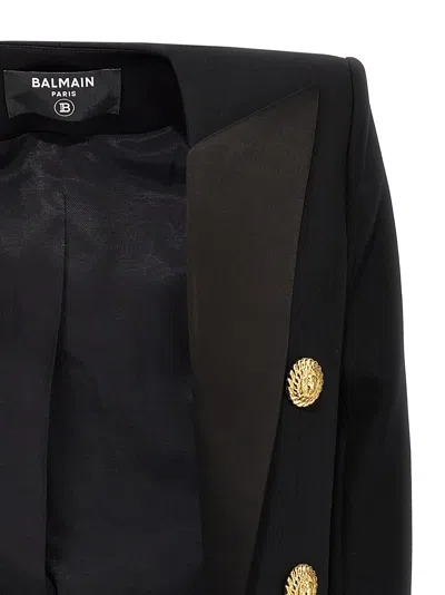 Balmain Boxy Wool Jacket In Black
