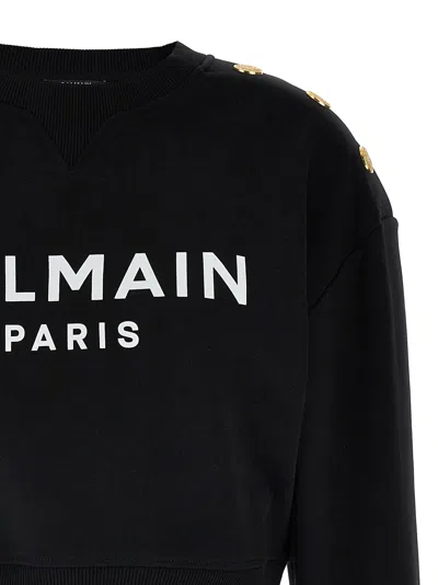 Balmain Women Logo Organic Cotton Cropped Sweatshirt