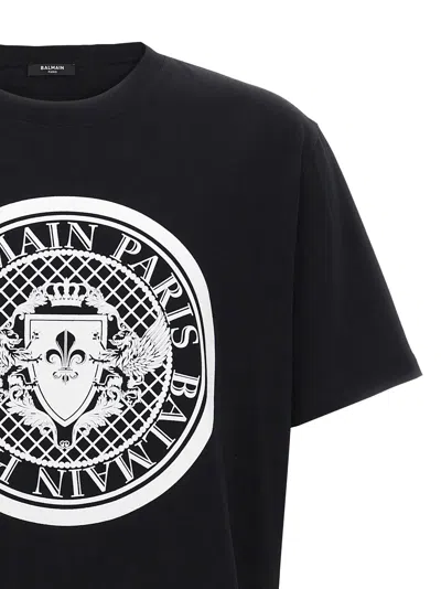 Balmain Crew Neck Black T-shirt With Graphic Print
