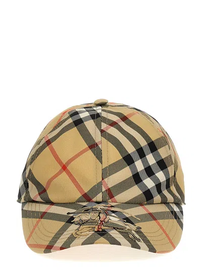 Burberry Check Pattern Logo Cap With Curved Brim