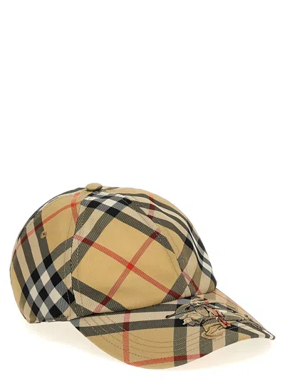Burberry Check Pattern Logo Cap With Curved Brim