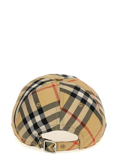 Burberry Check Pattern Logo Cap With Curved Brim
