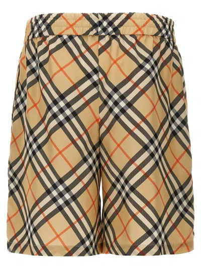 Burberry Drawstring Waistband Check Shorts With Embroidered Detail