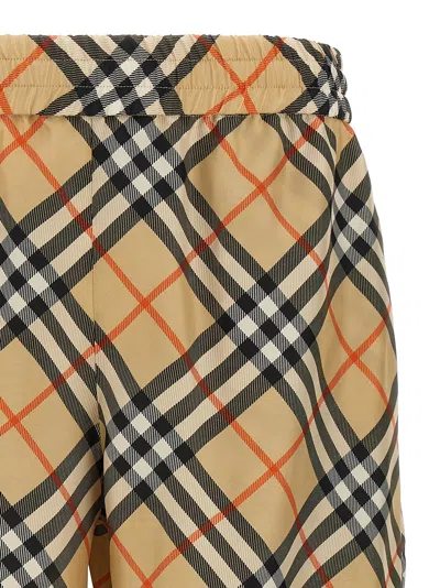 Burberry Drawstring Waistband Check Shorts With Embroidered Detail