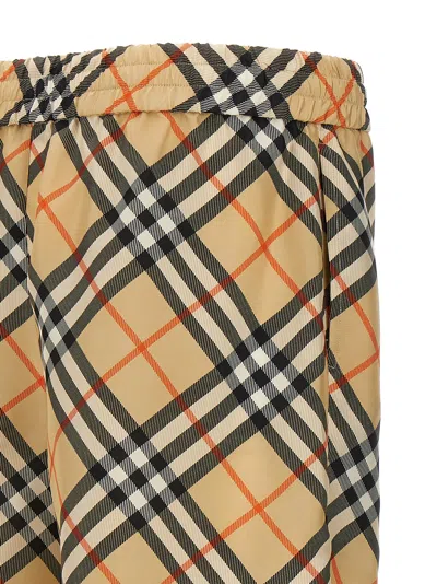 Burberry Drawstring Waistband Check Shorts With Embroidered Detail