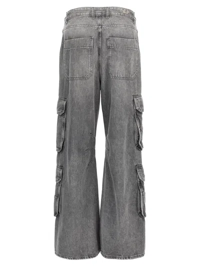 Diesel D-sire-cargo-d Grey Cargo Jeans With Low-rise Waist