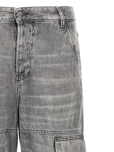 Diesel D-sire-cargo-d Grey Cargo Jeans With Low-rise Waist