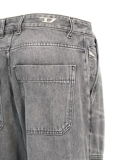 Diesel D-sire-cargo-d Grey Cargo Jeans With Low-rise Waist