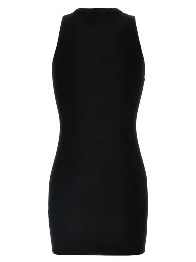 Diesel M-caddix Black Dress With Oval D Logo Plaque On The Front In Viscose Blend Woman