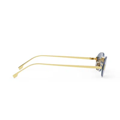 Fendi Rimless Oval-frame Crystal-embellished Gold-tone Sunglasses
