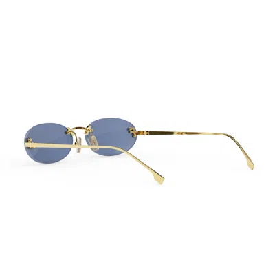 Fendi Rimless Oval-frame Crystal-embellished Gold-tone Sunglasses