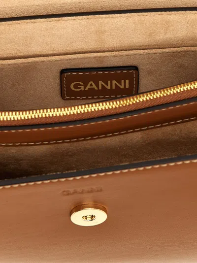 Ganni Small Shoulder Bag Adjustable Strap In Brown