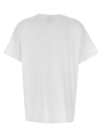 Ganni White T-shirt With Print And Logo Lettering On The Front In Cotton Woman