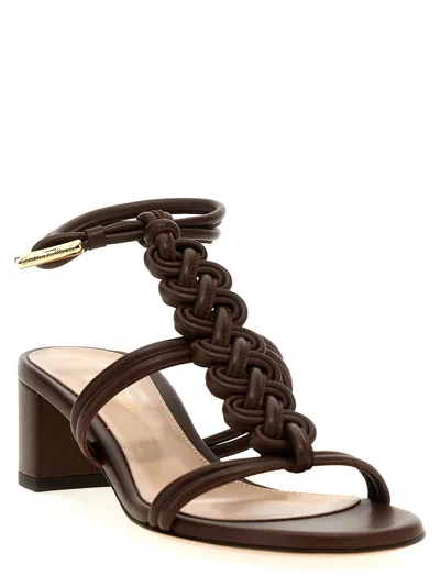 Gianvito Rossi Braided Napa T-strap Sandals