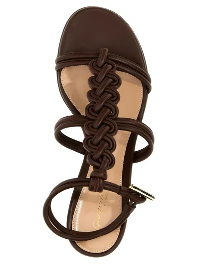 Gianvito Rossi Braided Napa T-strap Sandals