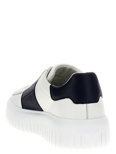 Hogan Panelled Design Calf Leather Sneakers With Chunky Sole In White