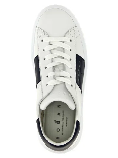 Hogan Panelled Design Calf Leather Sneakers With Chunky Sole In White