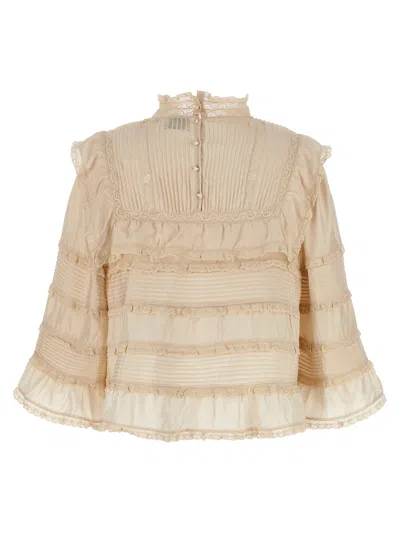 Isabel Marant Zalmara Topwear In Beige Silk