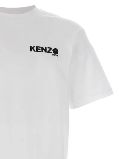 Kenzo White Classic T-shirt With Contrasting Logo Print In Cotton