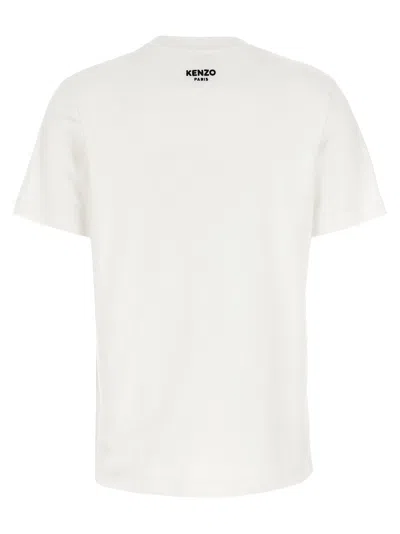 Kenzo 'boke Flower 2,0' White Crewneck T-shirt With Logo Patch On The Front And Logo Lettering On The Rear