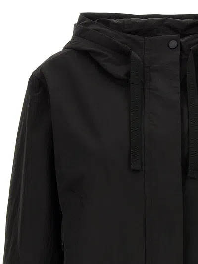 Kenzo 'boke 2.0' Black Windbreaker With Drawstring Hood And Logo Patch On The Sleeve
