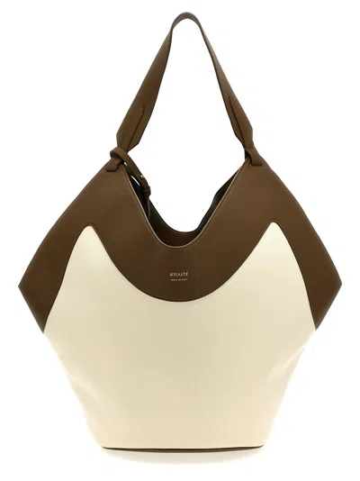 Khaite Lotus Medium Leather-trimmed Canvas Tote