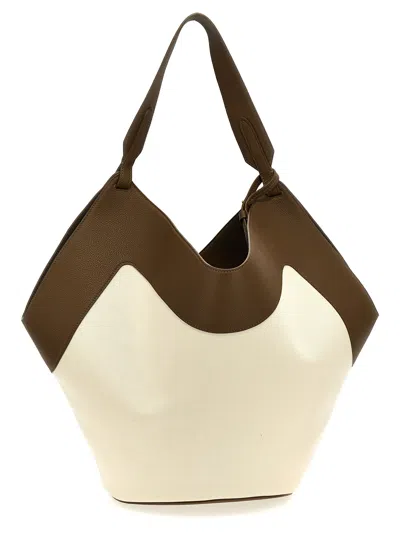 Khaite Lotus Medium Leather-trimmed Canvas Tote