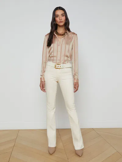 L Agence Selma Coated Bootcut Jean In French Vanilla Coated
