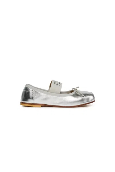 Mm6 Maison Margiela Kids Numeric Logo Printed Ballet Flats In Grey