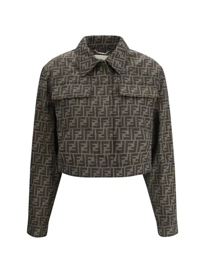 Shop Fendi Jackets In Brown