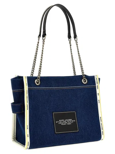 Marc Jacobs The Medium Tote In Blue Denim With Embroidered Logo