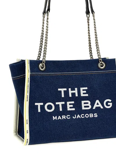 Marc Jacobs The Medium Tote In Blue Denim With Embroidered Logo