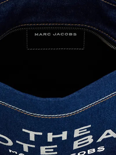 Marc Jacobs The Medium Tote In Blue Denim With Embroidered Logo