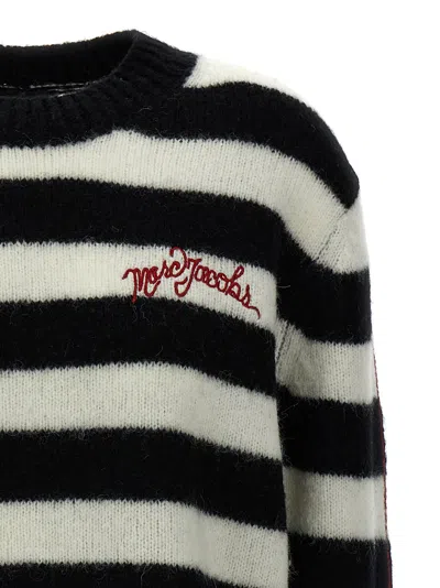 Marc Jacobs Pullover The Striped Brushed Logo Sweater In Black