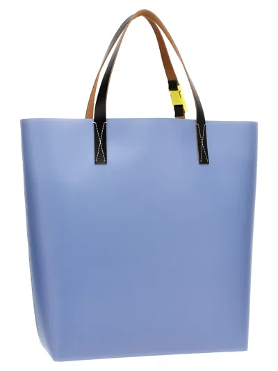 Marni Striped Tribeca Tote Bag In Blue