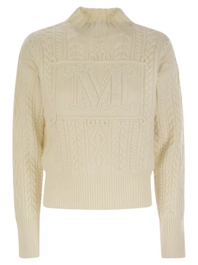 Max Mara Mini Wool And Cashmere Sweater With Diamond Cable Knit Design