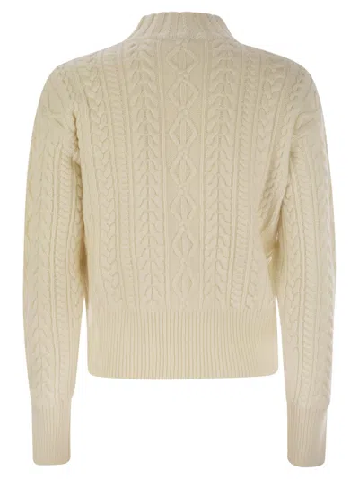 Max Mara Mini Wool And Cashmere Sweater With Diamond Cable Knit Design