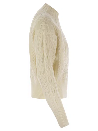 Max Mara Mini Wool And Cashmere Sweater With Diamond Cable Knit Design