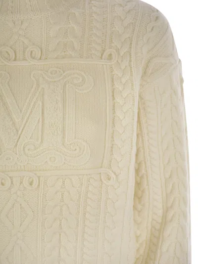 Max Mara Mini Wool And Cashmere Sweater With Diamond Cable Knit Design