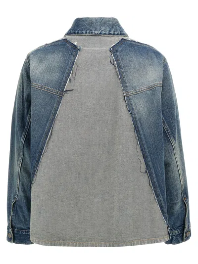 Mm6 Maison Margiela Denim Blue Jacket With A Worn Effect