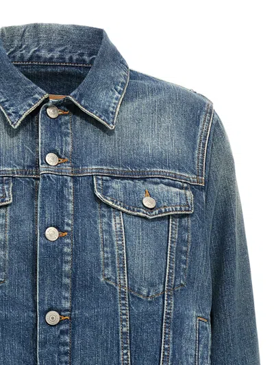 Mm6 Maison Margiela Denim Blue Jacket With A Worn Effect