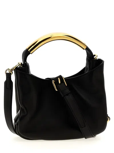Moschino Small Handle Me Leather Top Handle Bag In Black