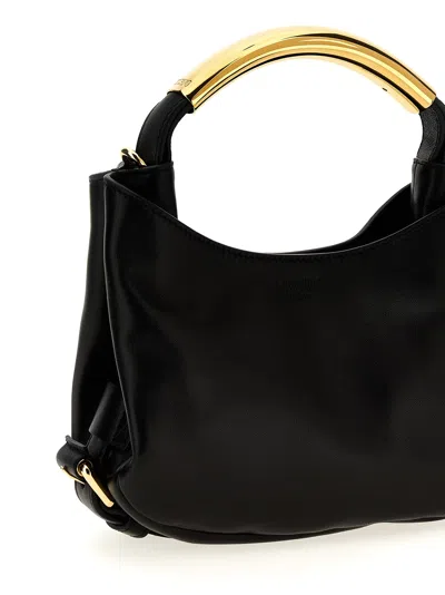 Moschino Small Handle Me Leather Top Handle Bag In Black