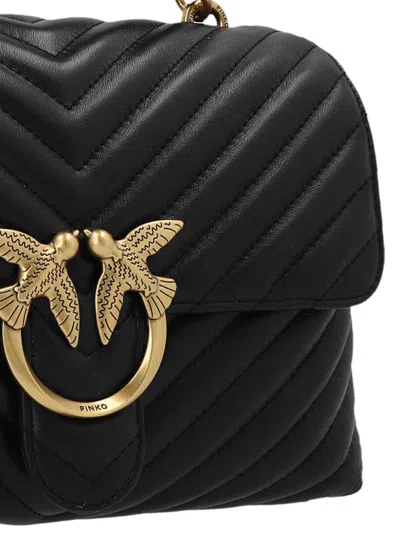 Pinko Large Lady Love Bag Puff Chevron Handbag In Black