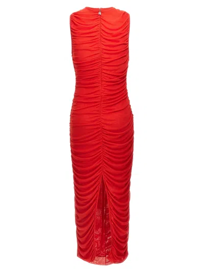 Rotate Birger Christensen Red Midi Dress With Ruffles