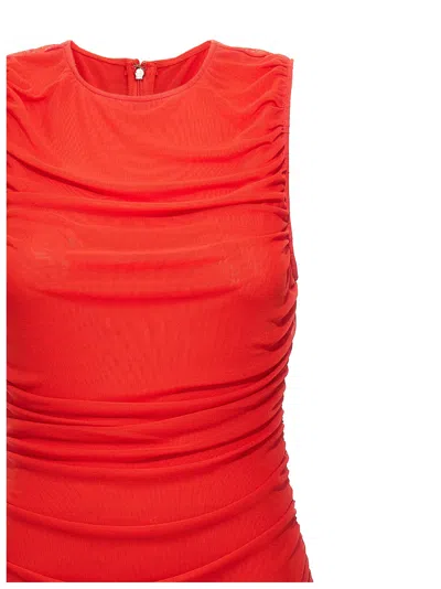 Rotate Birger Christensen Red Midi Dress With Ruffles