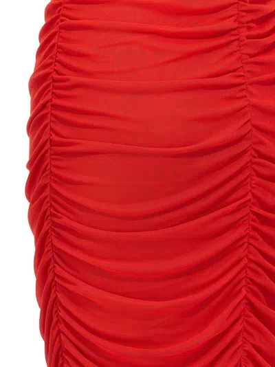Rotate Birger Christensen Red Midi Dress With Ruffles