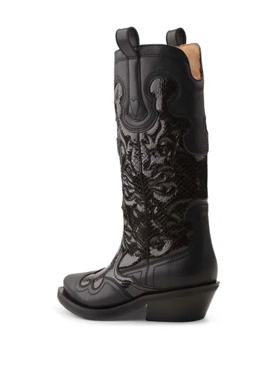 Ganni Embroidered Western Boots Women In Multicolor