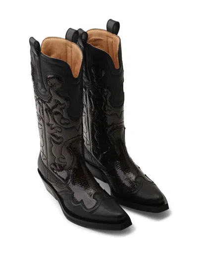 Ganni Embroidered Western Boots Women In Multicolor