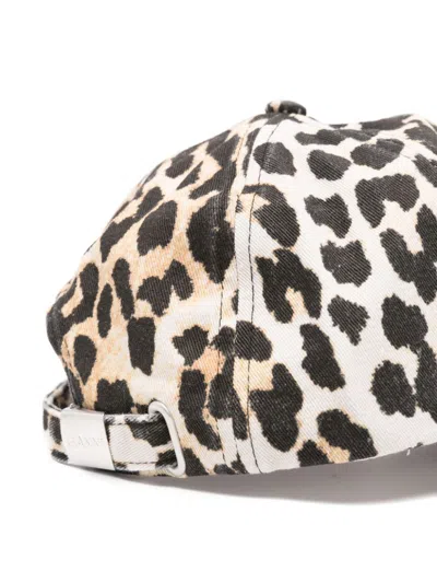 Ganni Leopard-print Baseball Cap In Multicolor